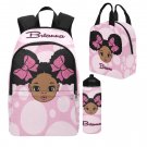 Personalized Black girl Pink Backpack Set/ Puff hair girl school bags