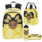 Personalized Black girl Yellow  Backpack Set/ Puff hair girl school bags