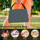 Blue Plaid Insulated Lunch Bags for women, girls
