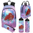 Personalized Mermaid Backpack Set, Girl's Red hair Mermaid school bags