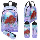 Personalized Mermaid Backpack Set, Girl's Red hair Mermaid school bags