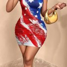 Women's Strapless Puerto Rico Flag Bodycon Mini Dress Summer Party Club Dress