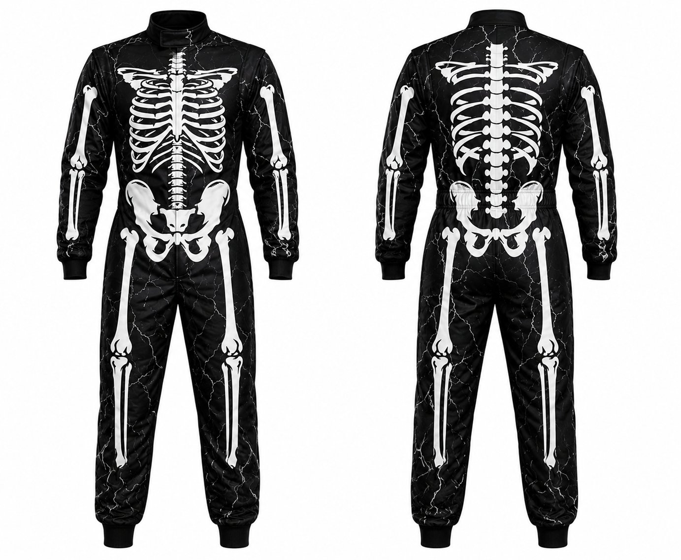 Skeleton Halloween Costume Racing Jumpsuit for Adults & Kids | Custom Cosplay Suit