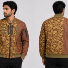 Men's Brown Printed Bomber Jacket | Casual Fashion Zip Up Jacket