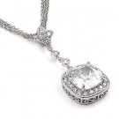 Cushion Cut CZ Multi Strand Necklace 20"