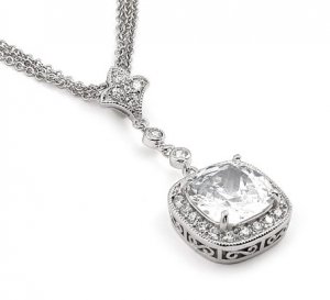 Cushion Cut CZ Multi Strand Necklace 20"