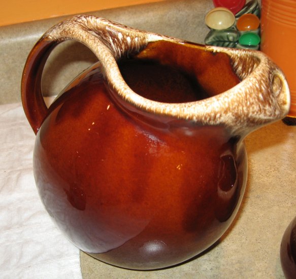 Vintage Hull Brown Mirror Drip Pitcher