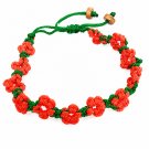 Ladies Handmade Color-Flower Macrame Bracelet, Adjustable Boho Style, Free Shipping