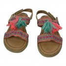 Girls Woven Tassel Sandals Size 9 Colorful Textile Upper Adjustable Strap Girls Woven Tassel Sandals Size 9 Colorful Textile Upper Adjustable Strap
