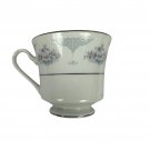 Silverie Fine China Sapphire Footed Teacup Floral Platinum Trim Discontinued 90s