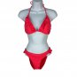 OP Pink Two-Piece Bikini Set With Ruffle Halter Top & Side-Tie Bottoms Size L