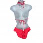 OP Pink Two-Piece Bikini Set With Ruffle Halter Top & Side-Tie Bottoms Size L