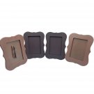 Set Of 4 Wooden 4"x6" Picture Frames Scalloped Edges Pink & Purple Tones