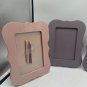 Set Of 4 Wooden 4"x6" Picture Frames Scalloped Edges Pink & Purple Tones