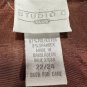 Studio C Womens Plus-Size 22/24 Brown Button-Up Satin Blouse 3/4 Sleeves