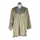 Zara Womens Beige & Black Striped Tunic Top Raw Hemline Size Small