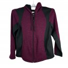 Made For Life Full-Zip Womens Hoodie Size L Burgundy & Black Faux Fur Lining