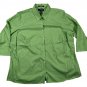Lands End Womens 24W Green Broadcloth Wrinkle-Free Button-Down Shirt 3/4 Sleeve