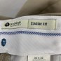 Haggar Classic Fit Mens 36x32 Khaki Pants Tan Pleated Lightweight Polyester