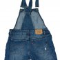 Levis Womens Denim Short Overalls Ripped Distressed Style Size 12 Adjustable