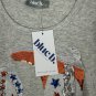 Blue B Heather Grey T-Shirt Rhinestone Fringe Western Boots Graphic Womens Sz M