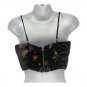Honey Punch Black Floral Embroidered Satin Crop Top Size Samll Adjustable Straps