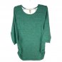 Faded Glory Womens Teal Lace Back Top XXL (20) 3/4 Sleeves Ruched Hem