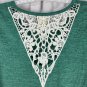 Faded Glory Womens Teal Lace Back Top XXL (20) 3/4 Sleeves Ruched Hem