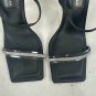 Good American Black Satin Rhinestone High Heel Sandals Size 8.5