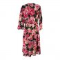 Zara Floral Belted Wrap Dress Size XS Pink & Green Cotton Blend