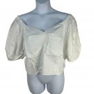 The Drop Womens Annie Top 2X White Smocked Back Puff Sleeves Elastic Cotton The Drop Womens Annie Top 2X White Smocked Back Puff Sleeves Elastic Cotton