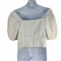 The Drop Womens Annie Top 2X White Smocked Back Puff Sleeves Elastic Cotton