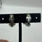 Vintage Rhinestone Pave Clip-On Earrings Silver Tone