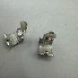 Vintage Rhinestone Pave Clip-On Earrings Silver Tone