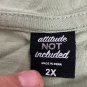 Attitude Not Included Boho-Inspired Green Graphic T-Shirt Size 2X 100% Cotton