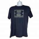 Under Armour Mens Loose-Fit HeatGear T-Shirt Medium Blue Gray Logo Crewneck Under Armour Mens Loose-Fit HeatGear T-Shirt Medium Blue Gray Logo Crewneck