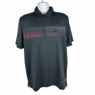 Travis Mathew Mens Polo Shirt  Size Large Gray With Pink & White Stripes