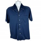 Retro Idletime Mens Navy Blue Short Sleeve Button-Up Shirt Size L