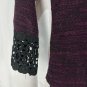 Maurices Womens Purple Black Crochet Cuff Layered 3/4 Sleeve Top Large