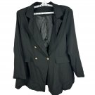 Black Double-Breasted Blazer Jacket 3XL Womens Dressy Business Polyester Blend
