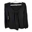 Basic Editions Black Long Sleeve Top XL Womens Cotton Blend Classic Fit