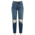 SO High Rise Mom Jeans Distressed Ripped Knees Blue Denim Size 5/27