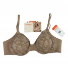 Warners Blissful Benefits T-Shirt Bra Underwire 38B Beige Smooth Lace Unlined
