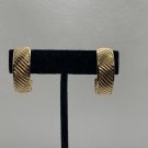 Gold-Tone Ribbed Clip-On Hoop Earrings For Women