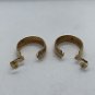 Gold-Tone Ribbed Clip-On Hoop Earrings For Women