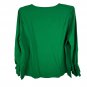 V-Neck Green Blouse Women’s 3XL Polyester/Spandex Long Sleeve Ruffled Cuff China