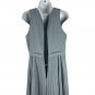 Azazie Long Pleated Blue Dress Size 8 Sleeveless Polyester