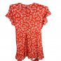 Michael Michael Kors Womens Wrap Dress 3X Red Floral Stretch Ruffle Tie Waist
