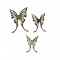 3-Piece Gold Butterfly Wall Art Sculptures With Wooden Centers