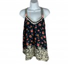Xhilaration Women's Floral Halter Top With Lace Trim Medium